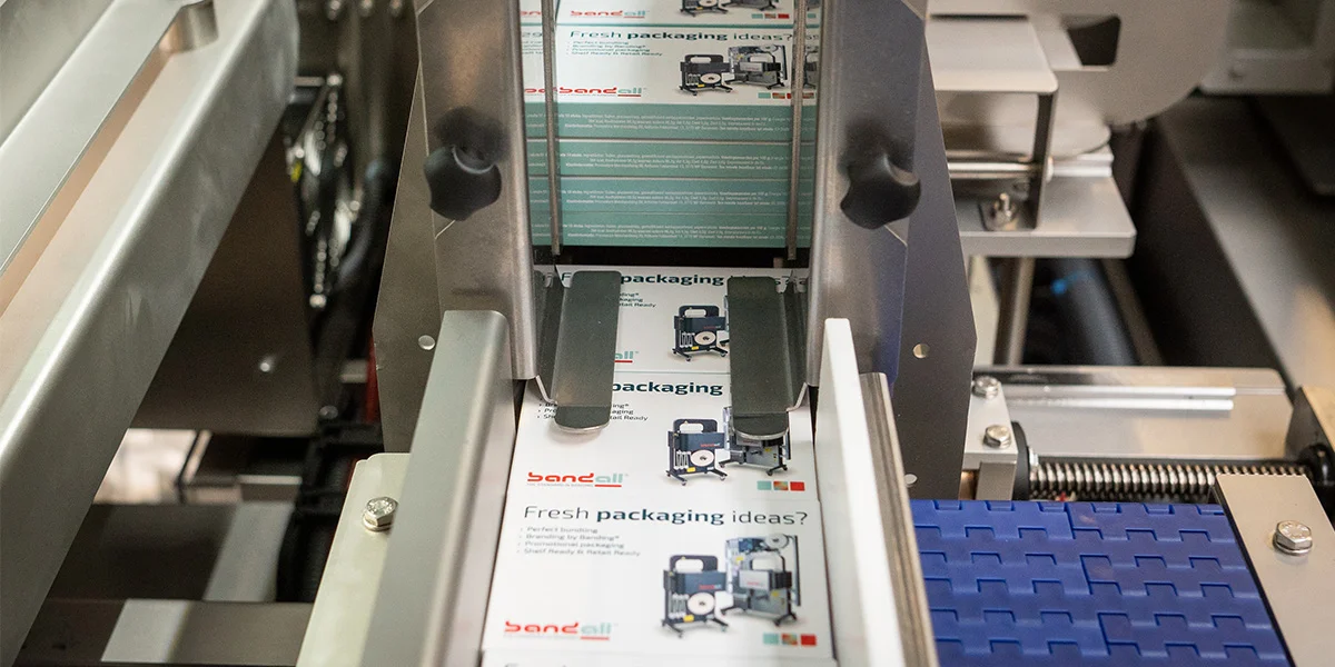 Stacking and bundling machine in action Stacking and bundling machine in action